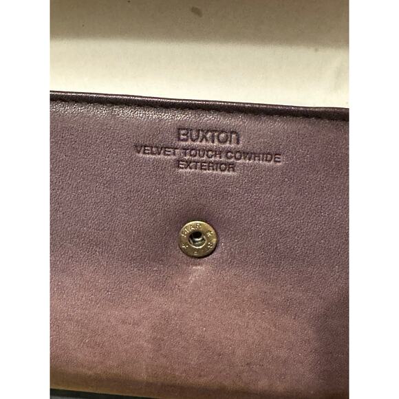 Buxton Brown Leather Tri Fold Organizer Wallet Vintage checkbook designer chic - Picture 6 of 11